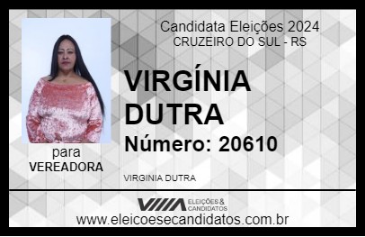 Candidato VIRGÍNIA DUTRA 2024 - CRUZEIRO DO SUL - Eleições