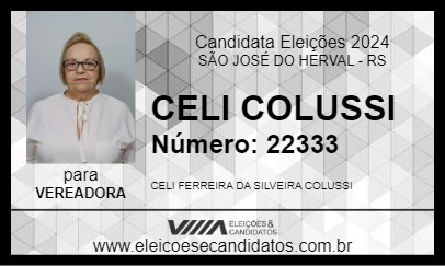 Candidato CELI COLUSSI 2024 - SÃO JOSÉ DO HERVAL - Eleições