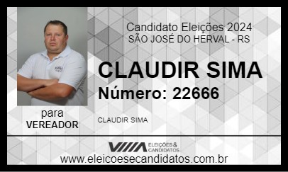 Candidato CLAUDIR SIMA 2024 - SÃO JOSÉ DO HERVAL - Eleições