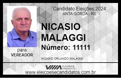 Candidato NICASIO MALAGGI 2024 - ANTA GORDA - Eleições