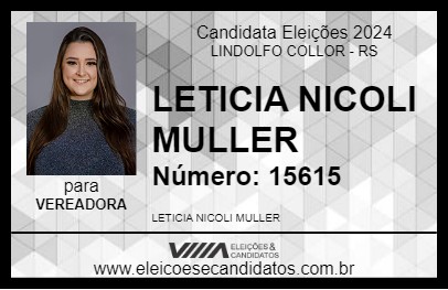 Candidato LETICIA NICOLI MULLER 2024 - LINDOLFO COLLOR - Eleições