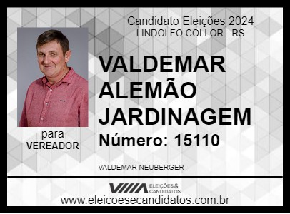 Candidato VALDEMAR ALEMÃO JARDINAGEM 2024 - LINDOLFO COLLOR - Eleições