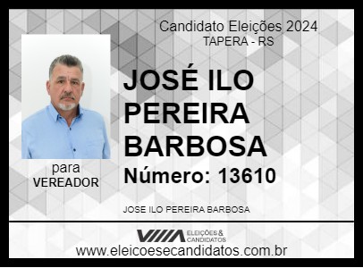 Candidato JOSÉ ILO PEREIRA BARBOSA 2024 - TAPERA - Eleições