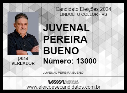 Candidato JUVENAL PEREIRA BUENO 2024 - LINDOLFO COLLOR - Eleições