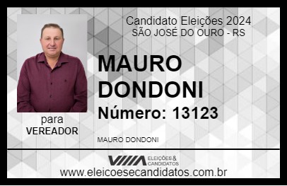 Candidato MAURO DONDONI 2024 - SÃO JOSÉ DO OURO - Eleições