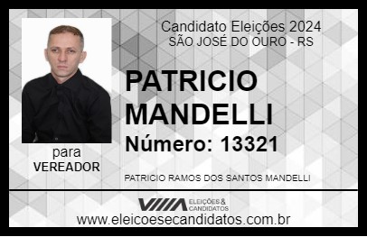 Candidato PATRICIO MANDELLI 2024 - SÃO JOSÉ DO OURO - Eleições