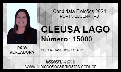 Candidato CLEUSA LAGO 2024 - PORTO LUCENA - Eleições