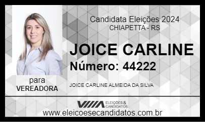 Candidato JOICE CARLINE 2024 - CHIAPETTA - Eleições