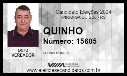 Candidato QUINHO 2024 - IPIRANGA DO SUL - Eleições