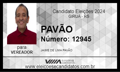 Candidato PAVÃO 2024 - GIRUÁ - Eleições