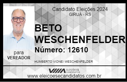 Candidato BETO WESCHENFELDER 2024 - GIRUÁ - Eleições