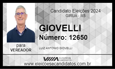 Candidato GIOVELLI 2024 - GIRUÁ - Eleições