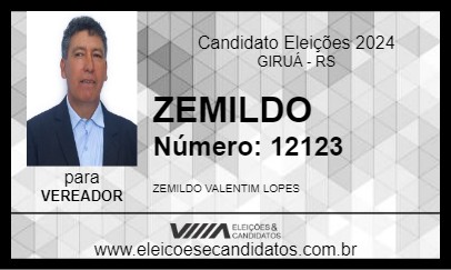 Candidato ZEMILDO 2024 - GIRUÁ - Eleições