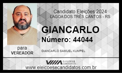 Candidato GIANCARLO 2024 - LAGOA DOS TRÊS CANTOS - Eleições