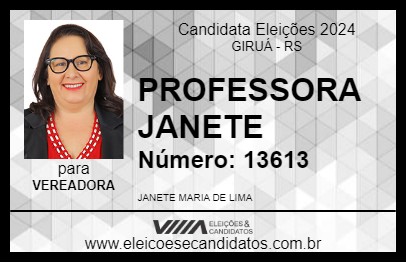 Candidato PROFESSORA JANETE 2024 - GIRUÁ - Eleições