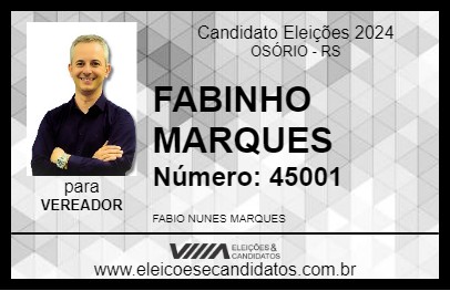 Candidato FABINHO MARQUES 2024 - OSÓRIO - Eleições