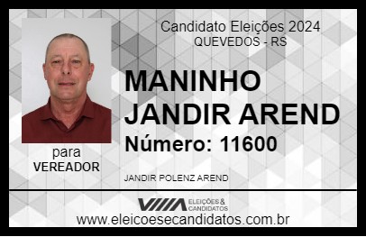 Candidato MANINHO JANDIR AREND 2024 - QUEVEDOS - Eleições