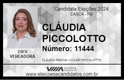 Candidato CLÁUDIA PICCOLOTTO 2024 - CASCA - Eleições