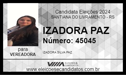 Candidato IZADORA PAZ 2024 - SANT\ANA DO LIVRAMENTO - Eleições