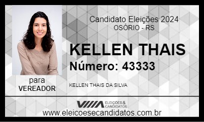 Candidato KELLEN THAIS 2024 - OSÓRIO - Eleições