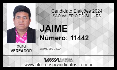 Candidato JAIME 2024 - SÃO VALÉRIO DO SUL - Eleições