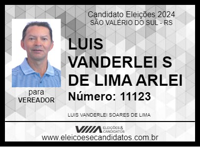 Candidato LUIS VANDERLEI S DE LIMA ARLEI 2024 - SÃO VALÉRIO DO SUL - Eleições