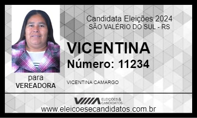 Candidato VICENTINA 2024 - SÃO VALÉRIO DO SUL - Eleições