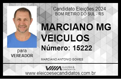 Candidato MARCIANO MG VEICULOS 2024 - BOM RETIRO DO SUL - Eleições