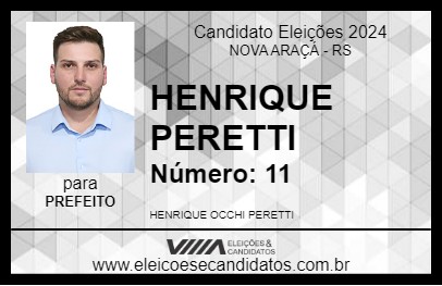 Candidato HENRIQUE PERETTI 2024 - NOVA ARAÇÁ - Eleições