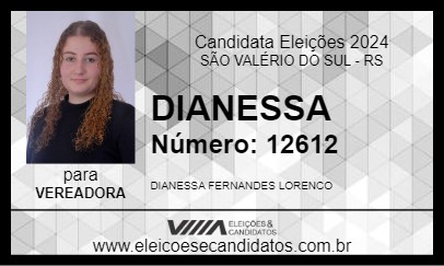 Candidato DIANESSA 2024 - SÃO VALÉRIO DO SUL - Eleições