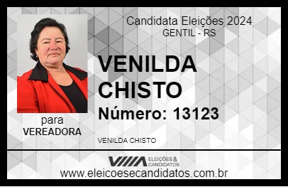 Candidato VENILDA CHISTO 2024 - GENTIL - Eleições