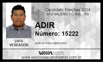 Candidato ADIR 2024 - SÃO VALÉRIO DO SUL - Eleições