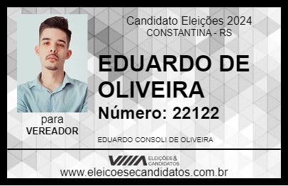 Candidato EDUARDO DE OLIVEIRA 2024 - CONSTANTINA - Eleições