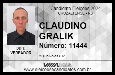 Candidato CLAUDINO GRALIK 2024 - CRUZALTENSE - Eleições