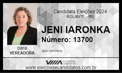 Candidato JENI IARONKA 2024 - ROLANTE - Eleições