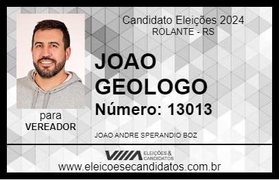 Candidato JOAO GEOLOGO 2024 - ROLANTE - Eleições