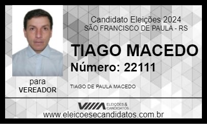 Candidato TIAGO MACEDO 2024 - SÃO FRANCISCO DE PAULA - Eleições