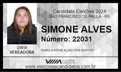 Candidato SIMONE ALVES 2024 - SÃO FRANCISCO DE PAULA - Eleições