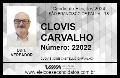 Candidato CLOVIS CARVALHO 2024 - SÃO FRANCISCO DE PAULA - Eleições