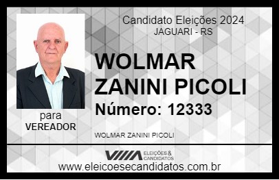 Candidato WOLMAR ZANINI PICOLI 2024 - JAGUARI - Eleições