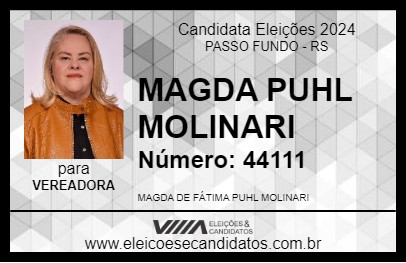 Candidato MAGDA PUHL MOLINARI 2024 - PASSO FUNDO - Eleições