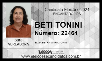 Candidato BETI TONINI 2024 - ENCANTADO - Eleições