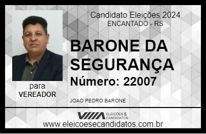 Candidato BARONE DA SEGURANÇA 2024 - ENCANTADO - Eleições