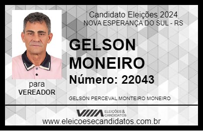 Candidato GELSON MONEIRO 2024 - NOVA ESPERANÇA DO SUL - Eleições