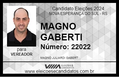 Candidato MAGNO GABERTI 2024 - NOVA ESPERANÇA DO SUL - Eleições