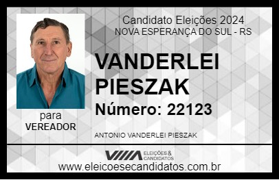 Candidato VANDERLEI PIESZAK 2024 - NOVA ESPERANÇA DO SUL - Eleições