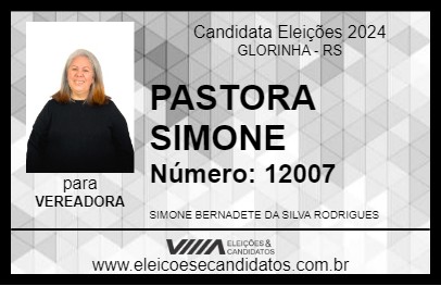 Candidato PASTORA SIMONE 2024 - GLORINHA - Eleições