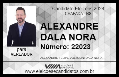 Candidato ALEXANDRE DALA NORA 2024 - CHAPADA - Eleições