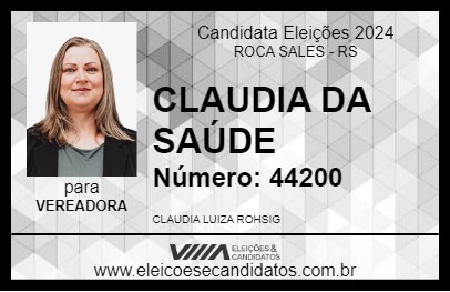 Candidato CLAUDIA DA SAÚDE 2024 - ROCA SALES - Eleições