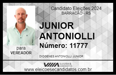 Candidato JUNIOR ANTONIOLLI 2024 - BARRACÃO - Eleições